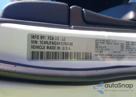 2021 Jeep Grand Cherokee Laredo X 4X4 from USA, damaged, VIN 1C4RJFAGXMC704746